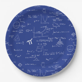 Navy Blue Math Equations Graphics Abschluss Pappteller