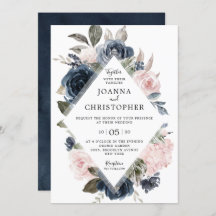 Navy Blue Mauve Blush Rose Boho Geometric Wedding