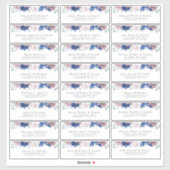 Navy Blue Mauve Floral Individuelle Adressetikette Aufkleber (Blatt)