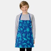 Navy Blue Meereswelt Pattern Kids Schürze (Getragen)
