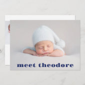 Navy Blue Meet Baby Boy Foto Collage Birth Announ Ankündigung (Vorne/Hinten)