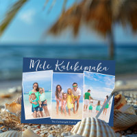 Navy Blue Mele Kalikimaka 3 Strand Foto Weihnachte