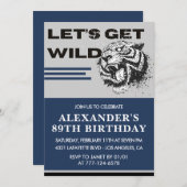 Navy Blue Men 89. Geburtstag Einladungen Tiger (Vorne/Hinten)