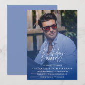 Navy Blue Men Foto 39. Geburtstagsparty Einladung (Vorne/Hinten)