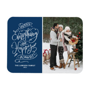 Navy Blue Merry alles und Happy Always Foto Magnet