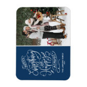 Navy Blue Merry alles und Happy Always Foto Magnet (Vertikal)