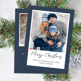 Navy Blue Merry Christmas Simple Photo Feiertagskarte