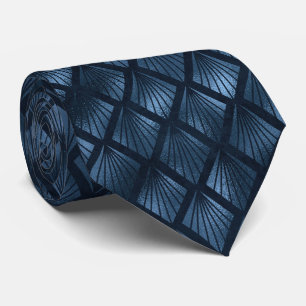 Navy Blue Metallic Fan Krawatte