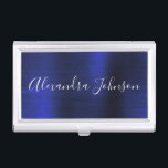 Navy Blue Metallic Foil Modernes Geschäft Visitenkarten Dose<br><div class="desc">Navy Blue Foil Metallic Stainless Steel Minimalistisch Business Card Holder mit weißem Schriftzeichen für das Monogramm. Die Foil Metal Business Card Inhaber können mit Ihrem Namen individuell gestaltet werden. Bitte kontaktieren Sie den Designer,  um passende Artikel zu erhalten.</div>