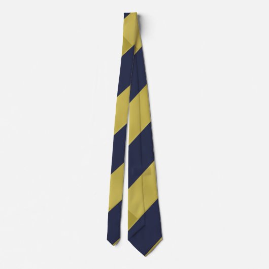 Navy Blue & Metallic Gold Broad Regimental Strip Krawatte (Rückseite)