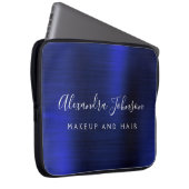 Navy Blue Metallic Monogram Business Beruflich Laptopschutzhülle (Vorne Rechts)