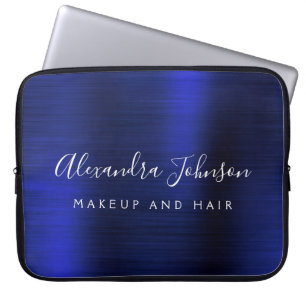 Navy Blue Metallic Monogram Business Beruflich Laptopschutzhülle