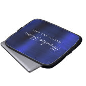 Navy Blue Metallic Monogram Business Beruflich Laptopschutzhülle (Vorne Knopf)