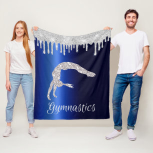 Navy Blue Metallic Silver Sparkle Gymnastik Fleecedecke