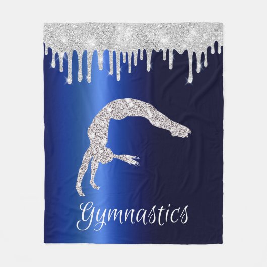 Navy Blue Metallic Silver Sparkle Gymnastik Fleecedecke (Vorderseite)