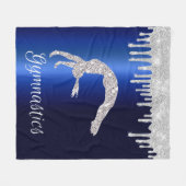 Navy Blue Metallic Silver Sparkle Gymnastik Fleecedecke (Vorderseite (Horizontal))