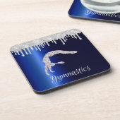 Navy Blue Metallic Silver Sparkle Gymnastik Getränkeuntersetzer (Linke Seite)