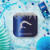 Navy Blue Metallic Silver Sparkle Gymnastik Pappteller (Party)