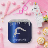Navy Blue Metallic Silver Sparkle Gymnastik Pappteller (Party)
