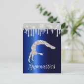Navy Blue Metallic Silver Sparkle Gymnastik Postkarte (Stehend Vorderseite)