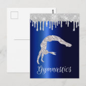 Navy Blue Metallic Silver Sparkle Gymnastik Postkarte (Vorne/Hinten)