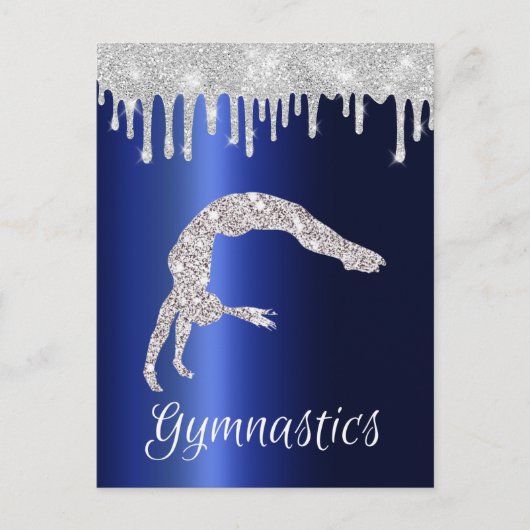 Navy Blue Metallic Silver Sparkle Gymnastik Postkarte (Vorderseite)