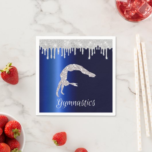 Navy Blue Metallic Silver Sparkle Gymnastik Serviette (Beispiel)