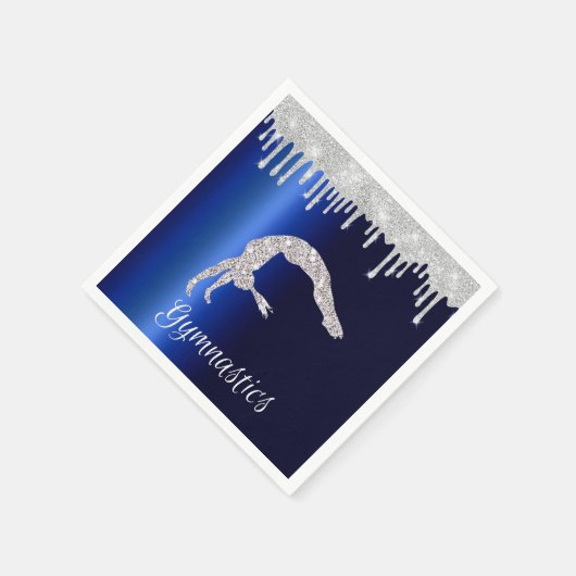 Navy Blue Metallic Silver Sparkle Gymnastik Serviette (Ecke)