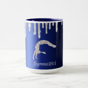 Navy Blue Metallic Silver Sparkle Gymnastik Tasse