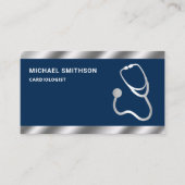 Navy Blue Metallic Steel Stethoscope Doctor Visitenkarte (Vorderseite)