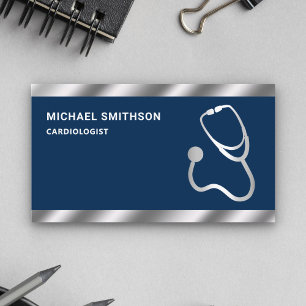 Navy-Blue-Metallic-Stethoskop Arzt Visitenkarte