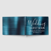 Navy Blue Metallic Wedding Guest Book Gästebuch (Voll)