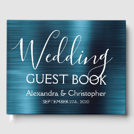 Navy Blue Metallic Wedding Guest Book Gästebuch