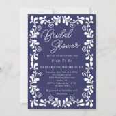 Navy Blue Mexican Fiesta Talavera Brautparty Einladung (Vorderseite)