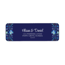 Navy Blue Mexican Floral Fiesta Rücksendeadresse