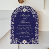 Navy Blue Mexican Floral Wedding Invitation Einladung