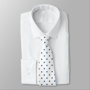 Navy Blue Mini Polka Dot Pattern auf Weiß 2 Seite Krawatte