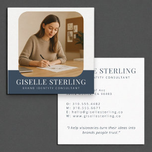 Navy Blue Minimal Beruflicher Firmenname Quadratische Visitenkarte