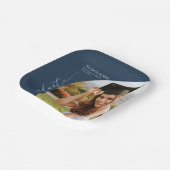 Navy Blue Minimal Minimalist Photo Arch Graduation Pappteller (Gewinkelt)