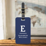 Navy Blue Minimal Modern Monogram Gepäckanhänger<br><div class="desc">Erleben Sie Ihre Reise mit unserem Classic Elegant Modern Minimalistischen Monogram Gepäcktag. Dieses liebevoll gestaltete Accessoire verbindet zeitlose Eleganz mit zeitgemäßem Minimalismus und sorgt dafür, dass sich Ihr Gepäck durch Eleganz hervorhebt. Dieses Gepäckanhänger ist mit Präzision und Liebe zum Detail gestaltet und ist mehr als nur ein praktisches Objekt; es...</div>