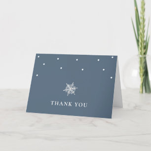 Navy Blue Minimal Moderne Snowflake Babydusche Dankeskarte