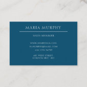 Navy Blue Minimal Monogram Business Card  Visitenkarte (Rückseite)