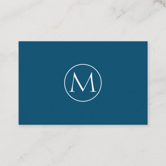 Navy Blue Minimal Monogram Business Card  Visitenkarte (Vorderseite)