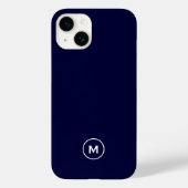Navy Blue Minimal Monogram Case-Mate iPhone Hülle (Rückseite)
