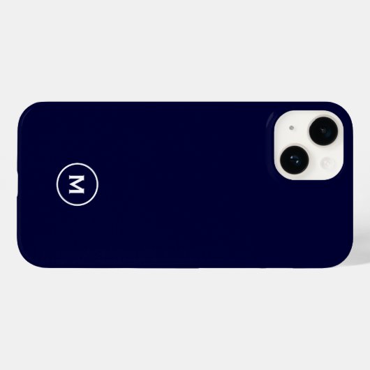 Navy Blue Minimal Monogram Case-Mate iPhone Hülle (Rückseite (Horizontal))