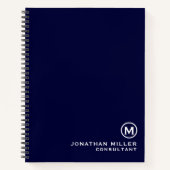 Navy Blue Minimal Monogram Notizblock (Vorderseite)