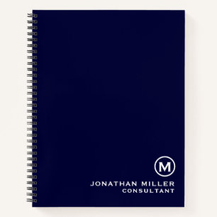 Navy Blue Minimal Monogram Notizblock
