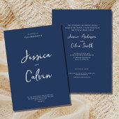 Navy Blue Minimal Religious Wedding Einladung