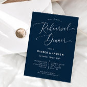 Navy Blue Minimal Wedding Probe Dinner Einladung