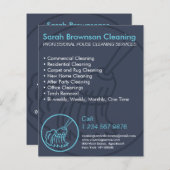 Navy Blue Minimal Zuhause Cleaning Keeper Flyer (Vorne/Hinten)
